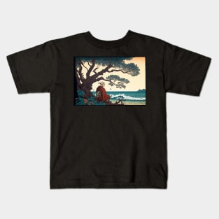 Japanese Vintage Retro Art Woodblock Kids T-Shirt